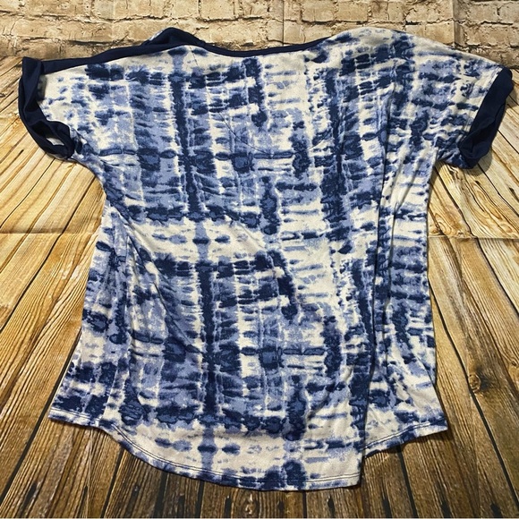 Lucky Brand 2 Piece Soft Blue Tie Dye Pajama Set Short Sleeve Pants - Picture 3 of 6